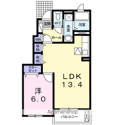 ラ　カーサ　Ａ[1LDK/45.89m2]の間取図