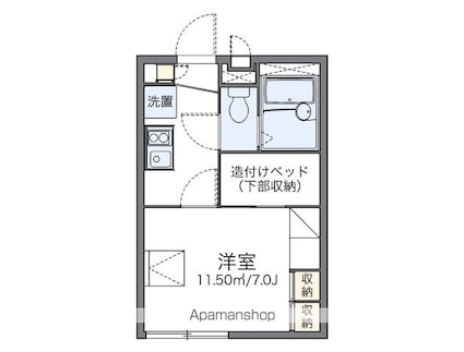 レオパレスサガタ[1K/19.87m2]の間取図