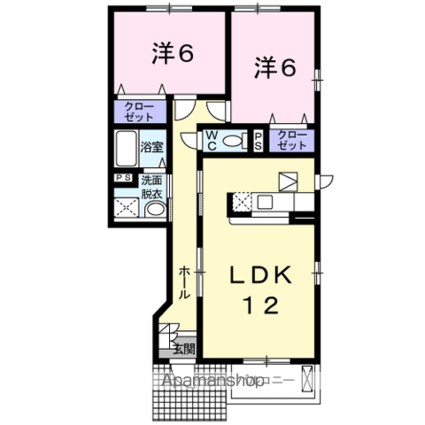 サニーヴィラ・Ｎ　Ａ[2LDK/63.38m2]の間取図