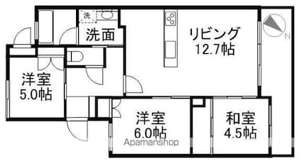 ライオンズマンション新都心[3LDK/68.13m2]の間取図
