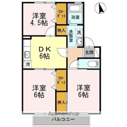 メゾン・ド・ファミール　Ｂ[3DK/52.99m2]の間取図
