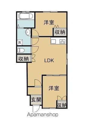 Ｃａｌｍ上吉田　Ａ棟[2LDK/46.53m2]の間取図