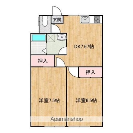 ハイツサンシャイン１[2DK/47.11m2]の間取図