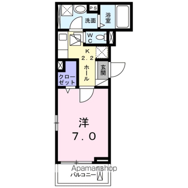 サン・ガーデン・ハウス[1K/26.93m2]の間取図