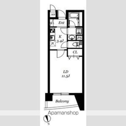スカール桜城[1K/35.86m2]の間取図