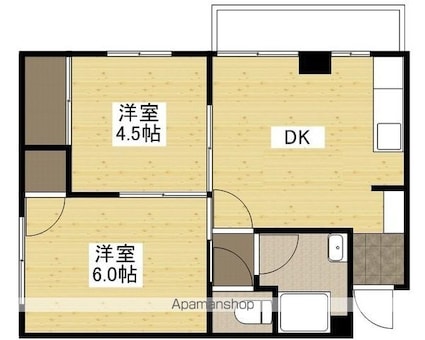 広島県広島市西区東観音町[2DK/39m2]の間取図