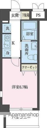 ＬａＳａｎｔｅ立川[1K/22.78m2]の間取図