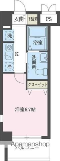 ＬａＳａｎｔｅ立川[1K/22.78m2]の間取図