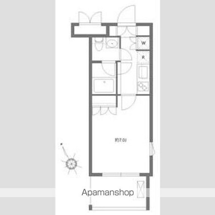 ガーデン荏原中延[1K/23.06m2]の間取図