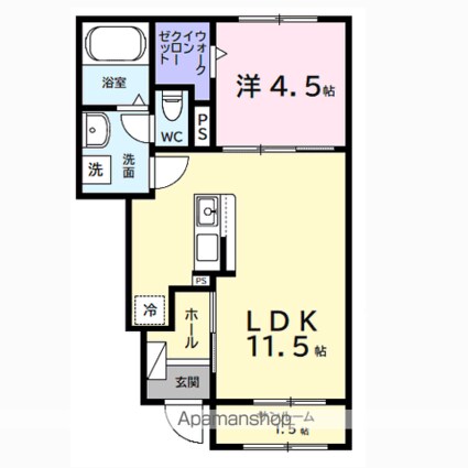 エレガンスロワイエ[1LDK/40m2]の間取図