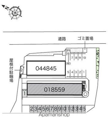 レオパレスタカネ．台[1K/22.7m2]の配置図