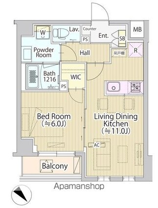 セリジェ池尻大橋[1LDK/41.69m2]の間取図
