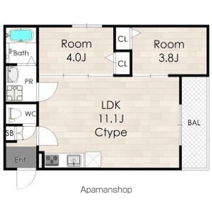 Ｌｅｃｌｅｒｃ　ＩｚｕｍｉｓａｎｏⅡ[2LDK/41.43m2]の間取図