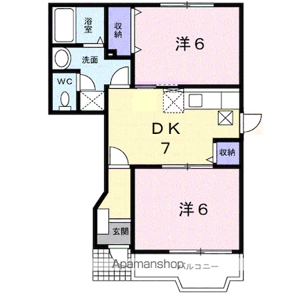 エトワールＫ・Ａ[2DK/44.34m2]の間取図