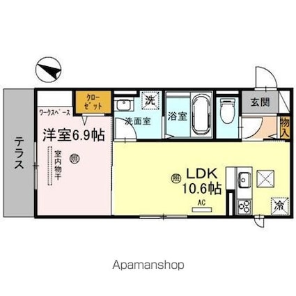 マハロ[1LDK/41.86m2]の間取図