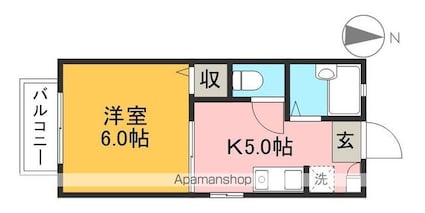 シャーメゾン愛宕[1K/23.1m2]の間取図