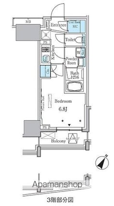 ラテスト白金台[1K/25.03m2]の間取図