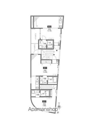 仙川アパートメント[1R/25.8m2]の間取図