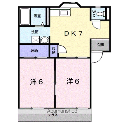 ラベニュー西中[2DK/40.7m2]の間取図