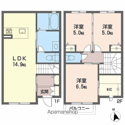 ジュネス・ｙｏｕｔｏⅡ[3LDK/78.62m2]の間取図