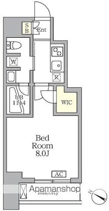 アジールコート三宿テラス[1K/25.15m2]の間取図