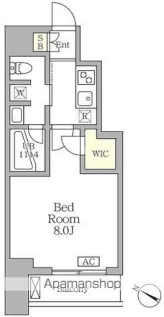 東京都世田谷区三宿１丁目[1K/25.15m2]の間取図