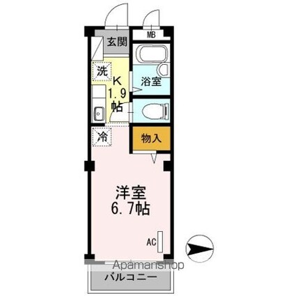 ラフィネ池之端[1K/22.04m2]の間取図