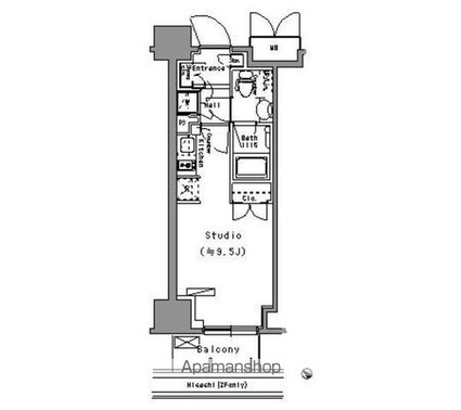 パークアクシス台東根岸[1R/25.09m2]の間取図