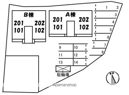 シャーメゾンｍｆ　Ｂ棟[2LDK/54.01m2]の配置図