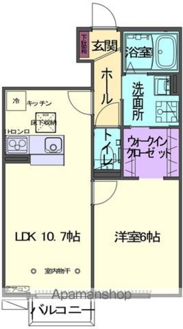 ＳＫＹ　ＢＬＵＥ本館Ａ[1LDK/40.61m2]の間取図