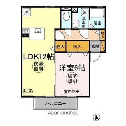シュプルース[1LDK/45.45m2]の間取図
