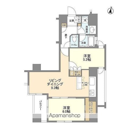 ベラスウィータ原宿[2LDK/55.89m2]の間取図