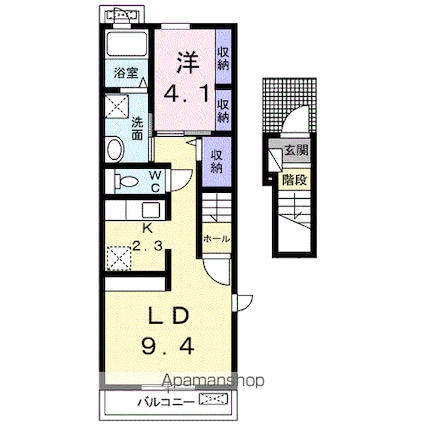 コリーヌ日和が丘[1LDK/40.09m2]の間取図
