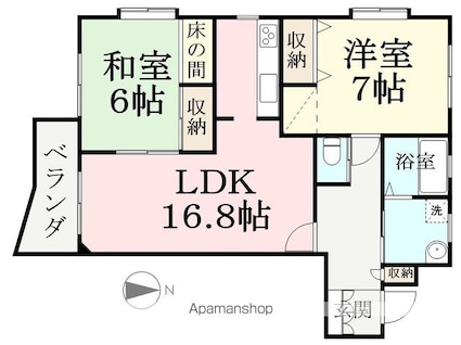 ベルデ大宮[2LDK/78.27m2]の間取図