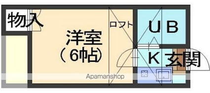 グリンピュア古川Ａ棟[1K/16.6m2]の間取図