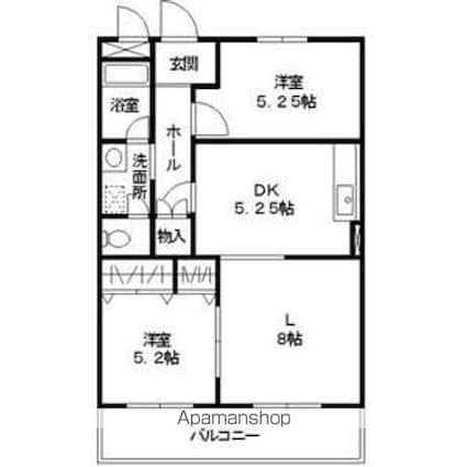東京都八王子市明神町２丁目[2LDK/54.18m2]の間取図