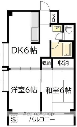 三益ビル[2DK/41.25m2]の間取図
