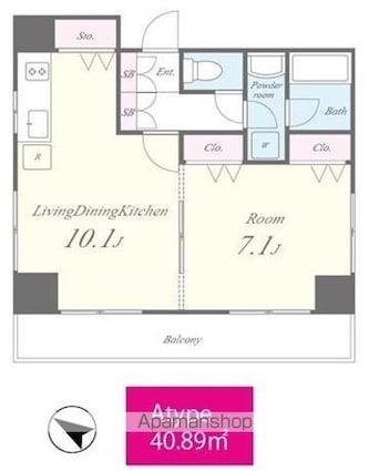 ＷＡＶＥ千束[1LDK/40.89m2]の間取図