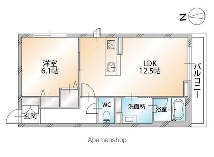 シャーメゾン雅[1LDK/45.57m2]の間取図