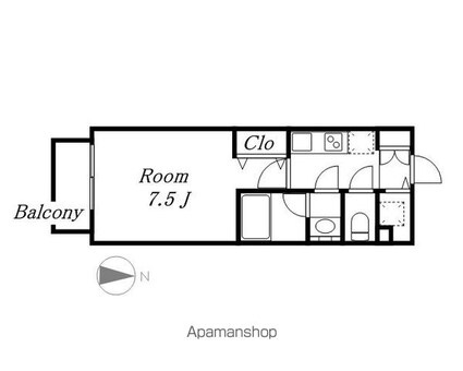 ブランシエスタ東別院「ヒガシベツイン」[1K/24.3m2]の間取図