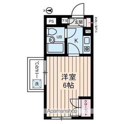 東京都目黒区下目黒３丁目[1K/19m2]の間取図