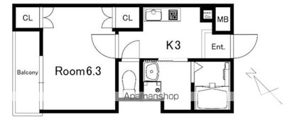 アークレジデンス東武練馬[1K/25.25m2]の間取図