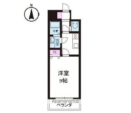 シャンティ平和通[1K/28.65m2]の間取図