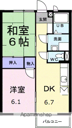 コーポグリーンＢ[2DK/46.13m2]の間取図