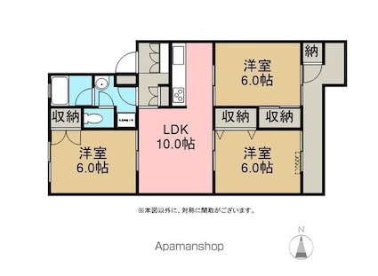 ヴォンメゾンＳＥＮＧＯＫＵ[3LDK/68.8m2]の間取図