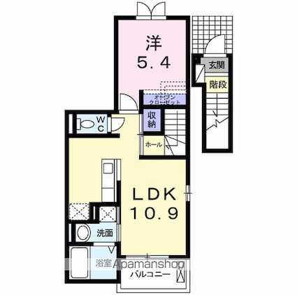 グラシオッソーレ[1LDK/41.3m2]の間取図