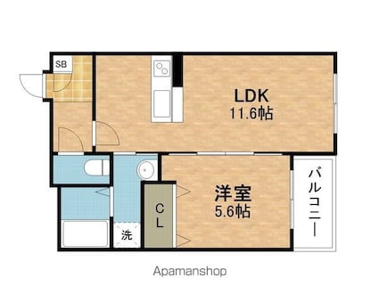 ハートフルプリムラ[1LDK/40.9m2]の間取図