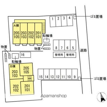 ラグナタウン西城　Ａ[1K/29.17m2]の配置図