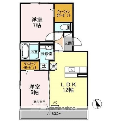ブリオーソ舟津[2LDK/58.37m2]の間取図