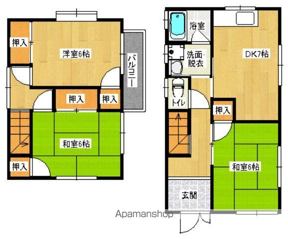 山陽本線 東福山駅 徒歩62分 2階建 築29年の間取り写真